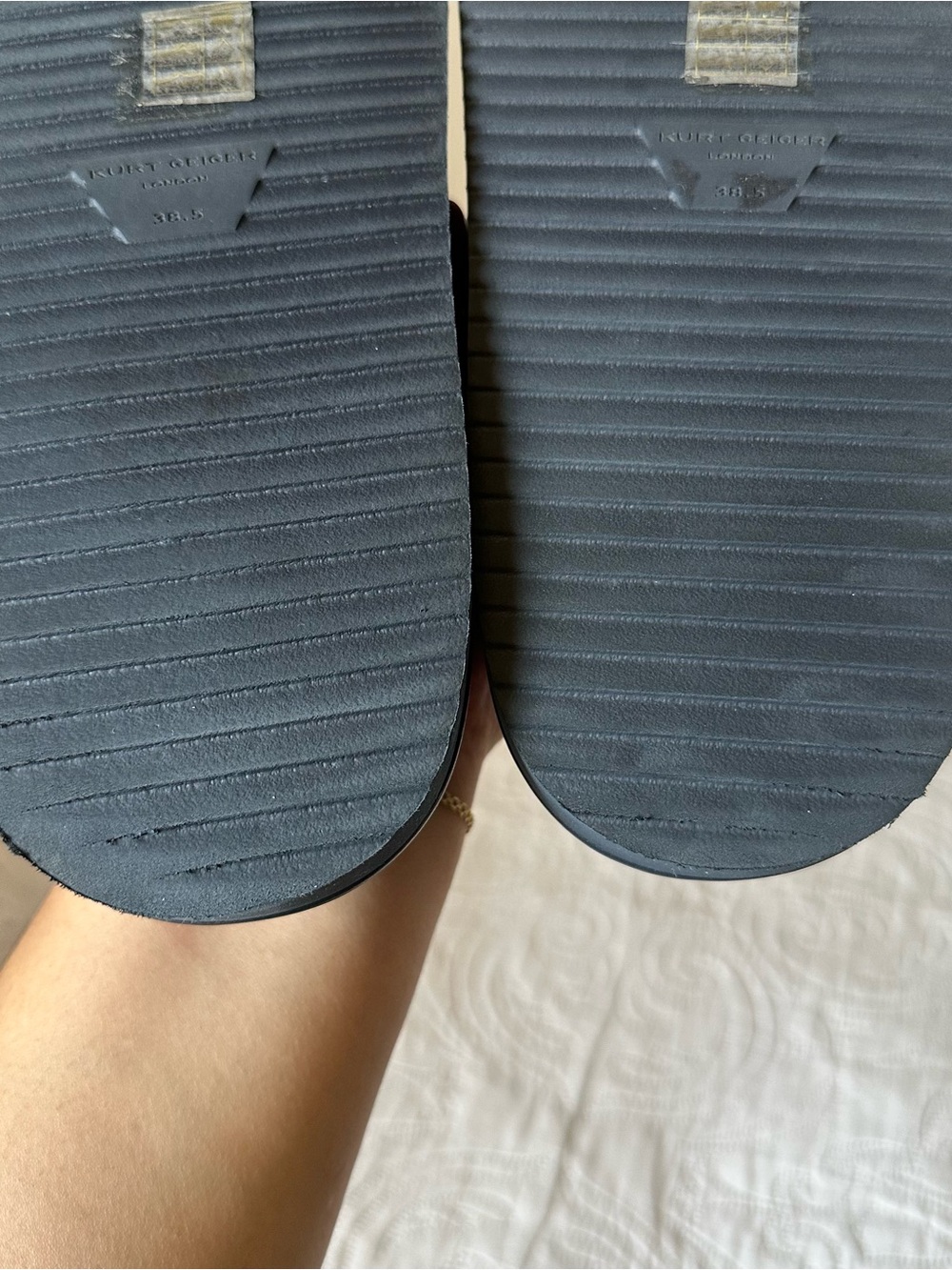 Kurt Geiger London Orson Crystal Denim Slide Sandals - Blue - Picture 6 of 7